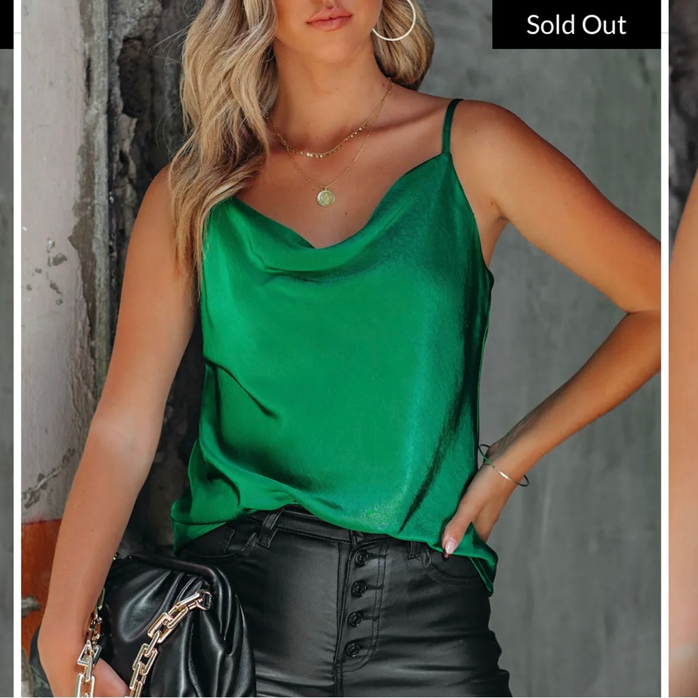 Dreamland Satin Cowl Neck Cami Tank- Medium